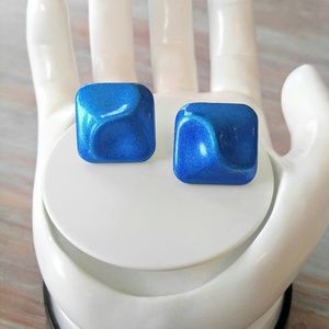 PICS DONT DO JUSTICE-Glittery Blue RETRO Earrings